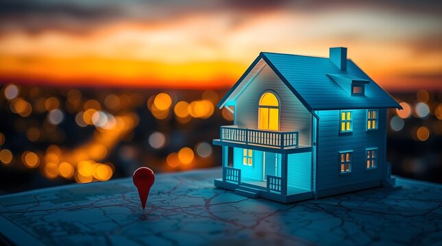 Real Estate Banner with House Model